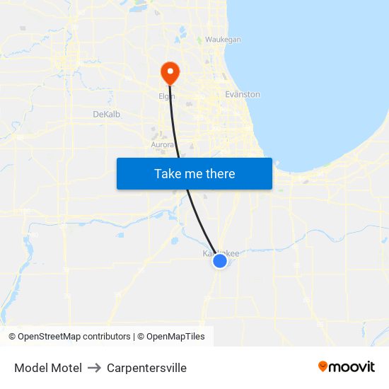 Model Motel to Carpentersville map