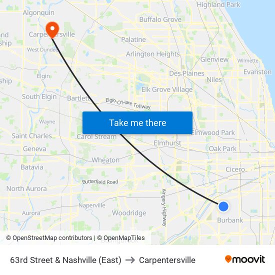 63rd Street & Nashville (East) to Carpentersville map