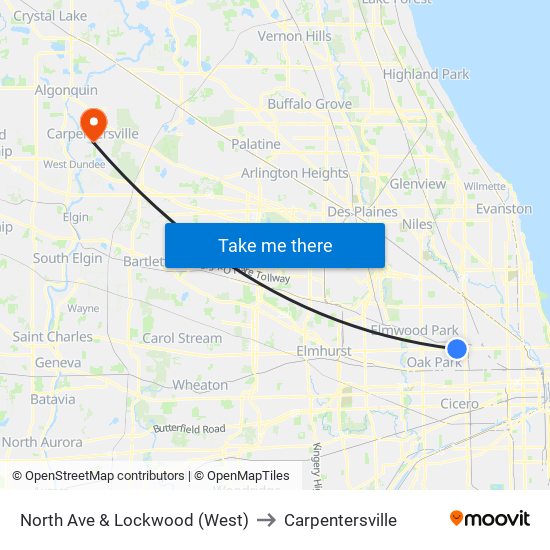 North Ave & Lockwood (West) to Carpentersville map