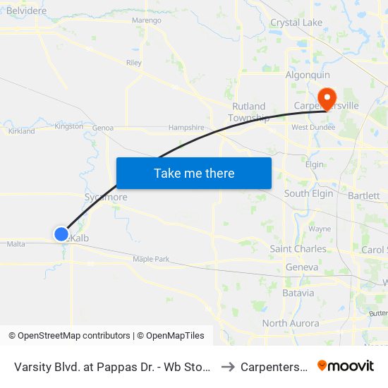 Varsity Blvd. at Pappas Dr. - Wb Stop #529 to Carpentersville map