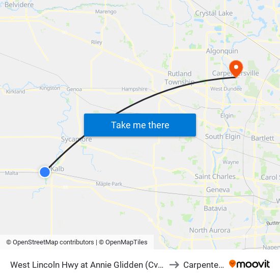 West Lincoln Hwy at Annie Glidden (Cvs) - Eb Stop #442 to Carpentersville map