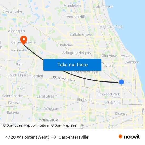 4720 W Foster (West) to Carpentersville map