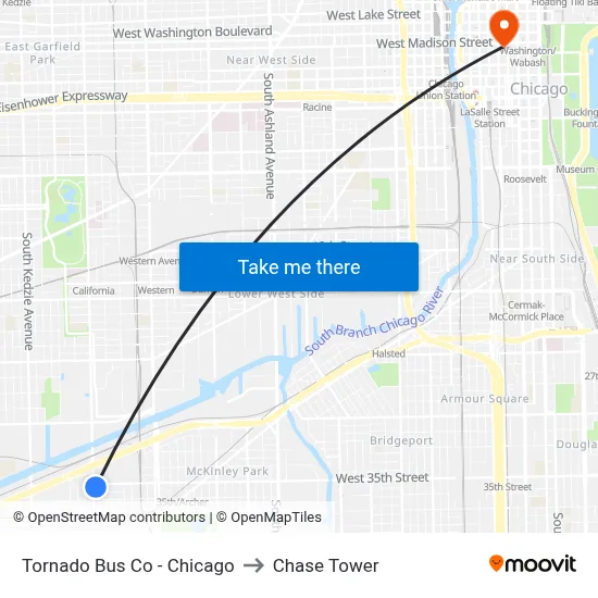 Tornado Bus Co - Chicago to Chase Tower map
