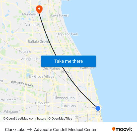 Clark/Lake to Advocate Condell Medical Center map
