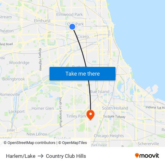 Harlem/Lake to Country Club Hills map