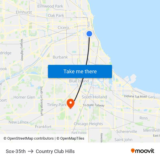 Sox-35th to Country Club Hills map