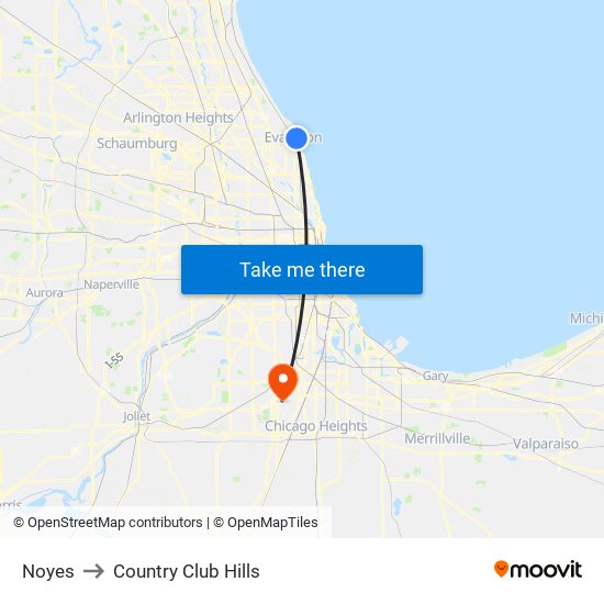 Noyes to Country Club Hills map