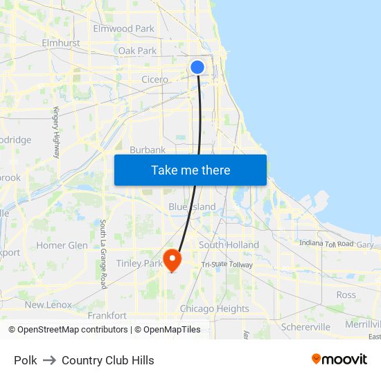 Polk to Country Club Hills map