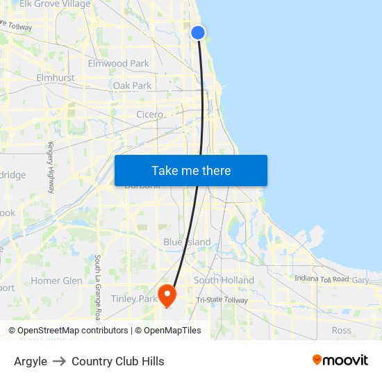 Argyle to Country Club Hills map