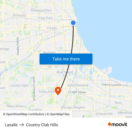 Lasalle to Country Club Hills map