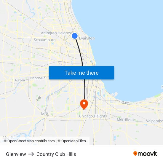 Glenview to Country Club Hills map