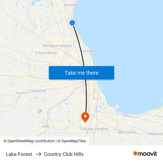 Lake Forest. to Country Club Hills map