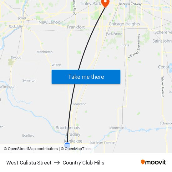 West Calista Street to Country Club Hills map