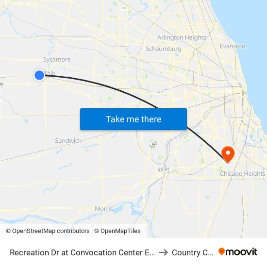 Recreation Dr at Convocation Center Ent #3 - Wb - Stop #436 to Country Club Hills map