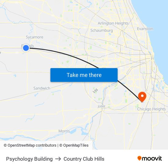 Psychology Building to Country Club Hills map