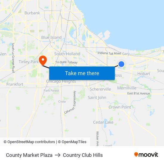 County Market Plaza to Country Club Hills map