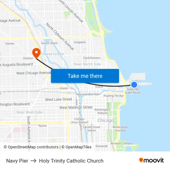 Navy Pier to Holy Trinity Catholic Church map