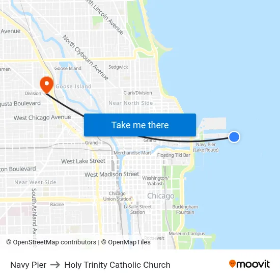 Navy Pier to Holy Trinity Catholic Church map
