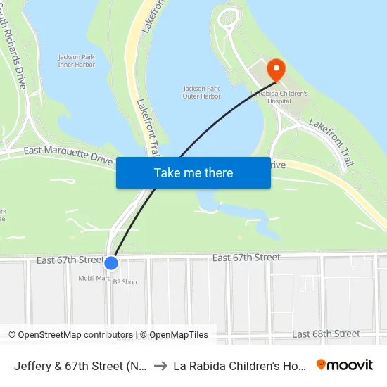 Jeffery & 67th Street (North) to La Rabida Children's Hospital map
