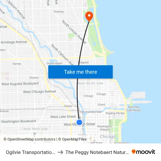 Ogilvie Transportation Center to The Peggy Notebaert Nature Museum map