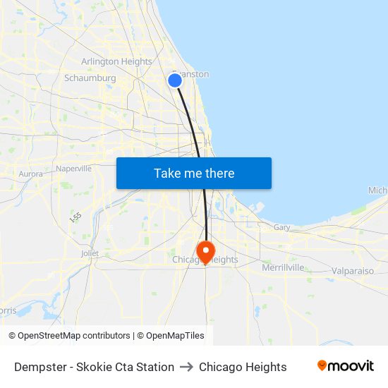 Dempster - Skokie Cta Station to Chicago Heights map