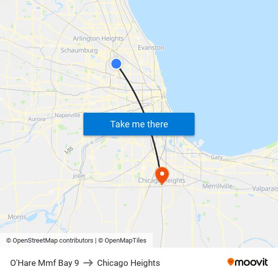 O'Hare Mmf Bay 9 to Chicago Heights map