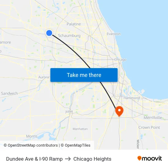Dundee Ave & I-90 Ramp to Chicago Heights map