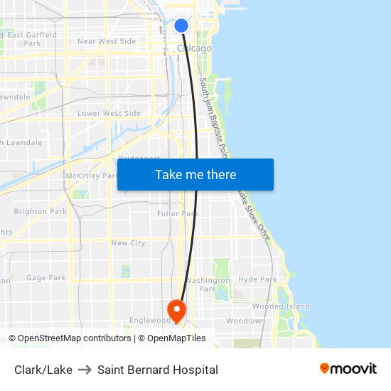 Clark/Lake to Saint Bernard Hospital map