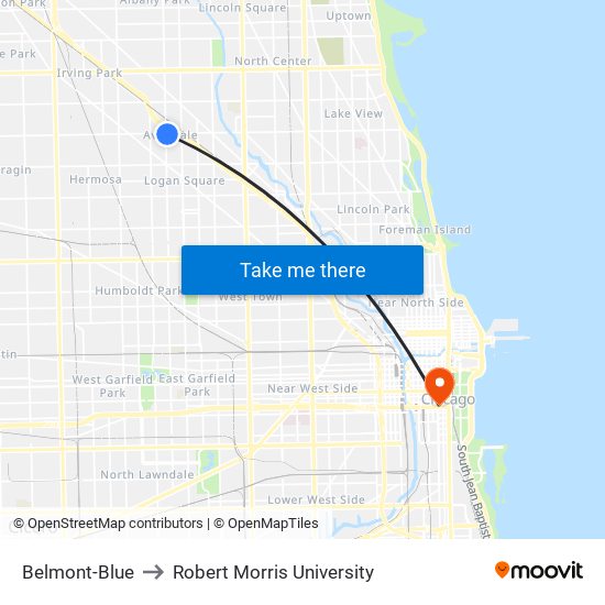 Belmont-Blue to Robert Morris University map