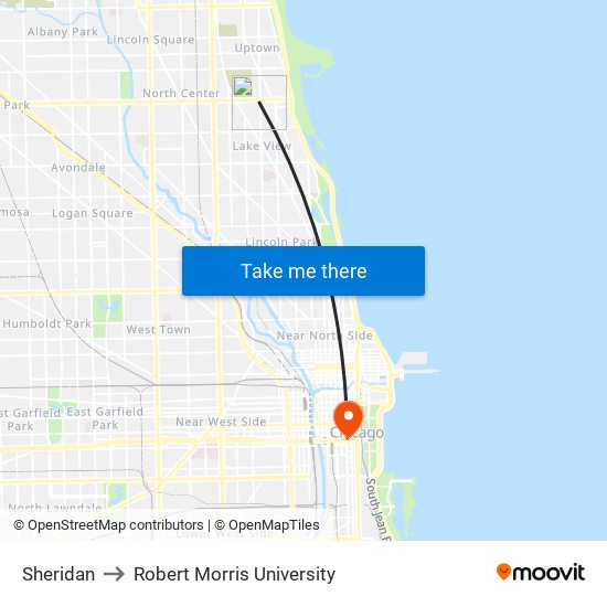 Sheridan to Robert Morris University map