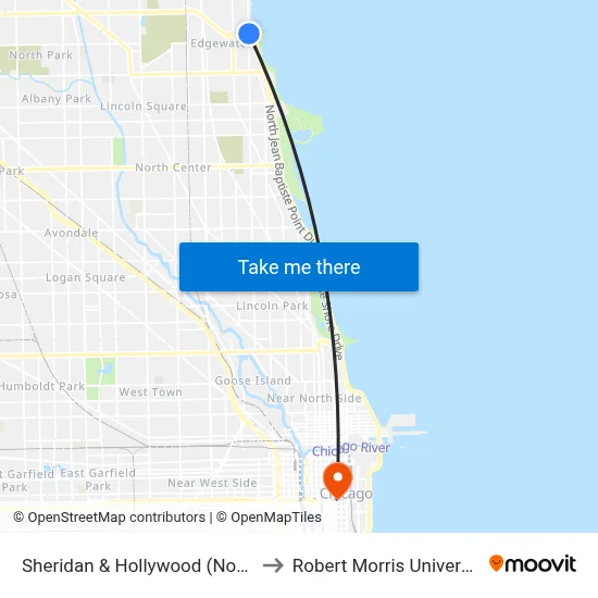 Sheridan & Hollywood (North) to Robert Morris University map