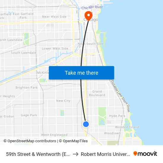 59th Street & Wentworth (East) to Robert Morris University map