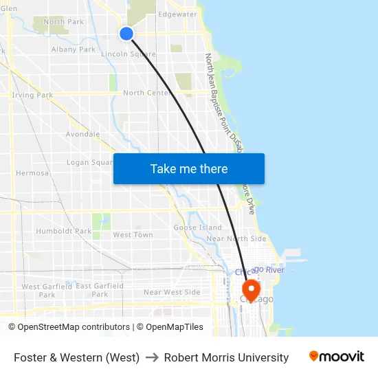 Foster & Western (West) to Robert Morris University map