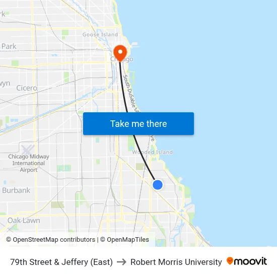 79th Street & Jeffery (East) to Robert Morris University map