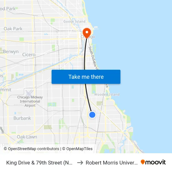 King Drive & 79th Street (North) to Robert Morris University map