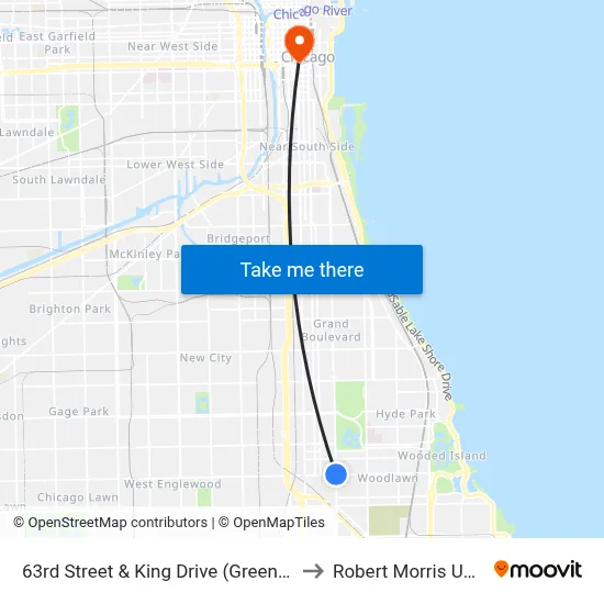 63rd Street & King Drive (Green Line) (East) to Robert Morris University map
