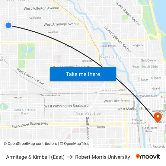Armitage & Kimball (East) to Robert Morris University map