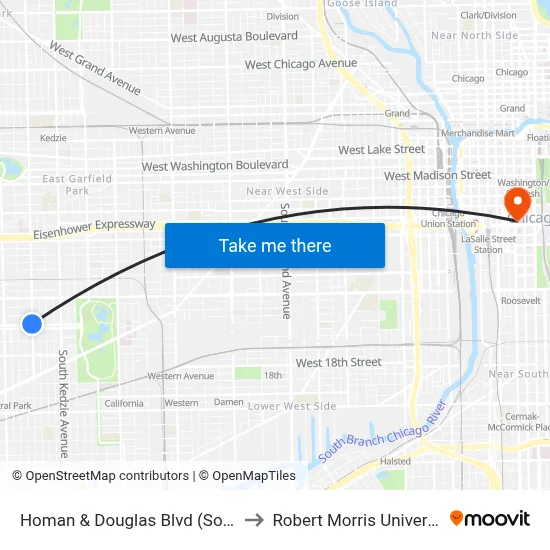 Homan & Douglas Blvd (South) to Robert Morris University map