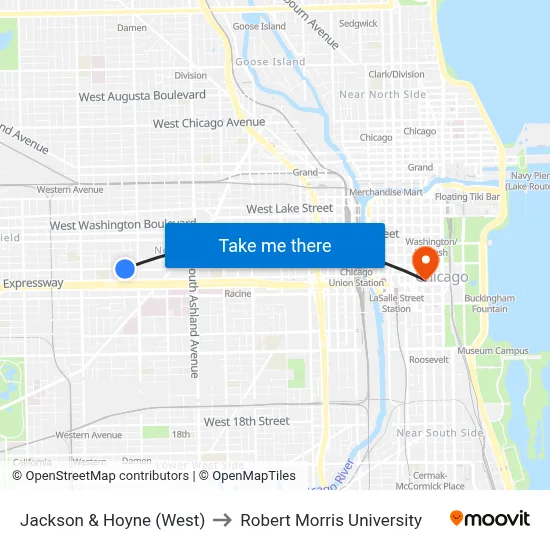 Jackson & Hoyne (West) to Robert Morris University map