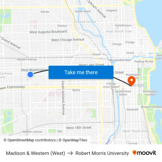 Madison & Western (West) to Robert Morris University map