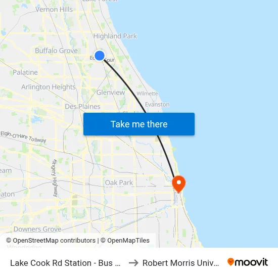Lake Cook Rd Station - Bus Stop A to Robert Morris University map