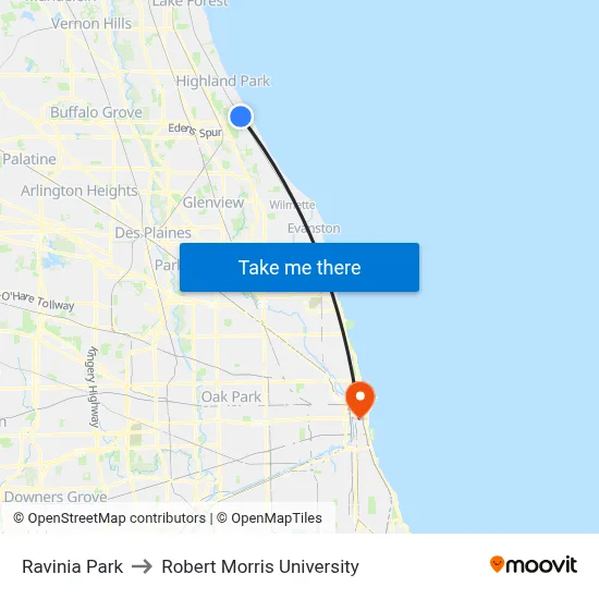 Ravinia Park to Robert Morris University map