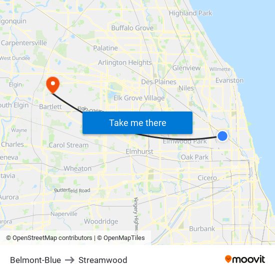 Belmont-Blue to Streamwood map