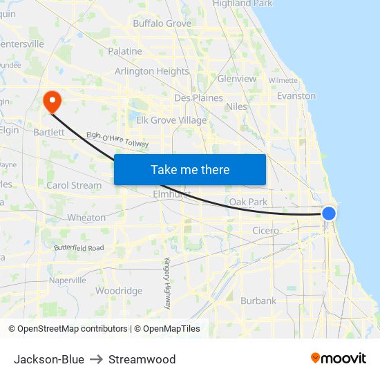 Jackson-Blue to Streamwood map