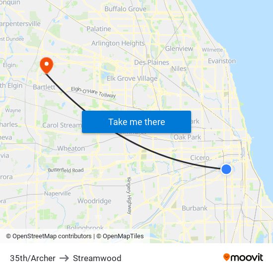 35th/Archer to Streamwood map