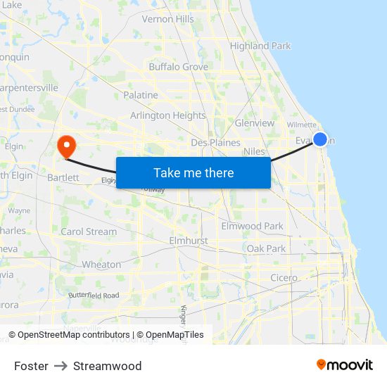 Foster to Streamwood map
