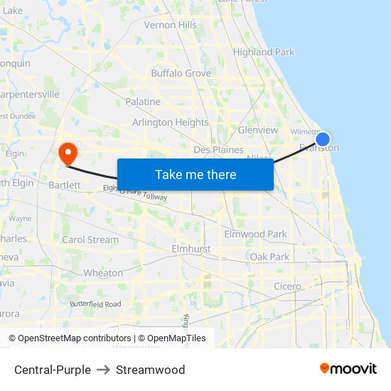 Central-Purple to Streamwood map