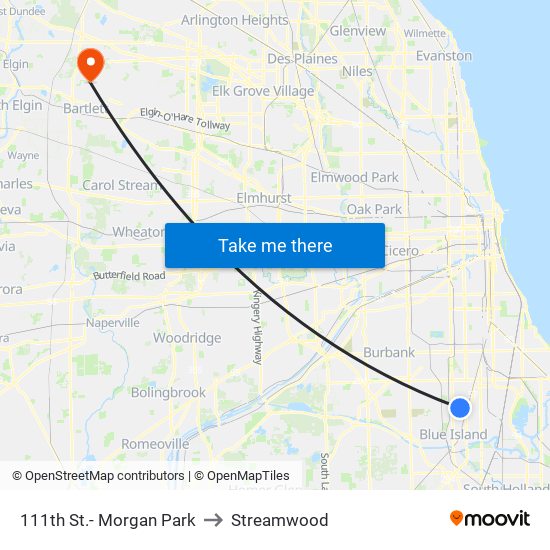 111th St.- Morgan Park to Streamwood map