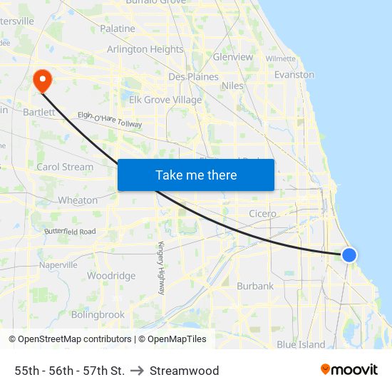 55th - 56th - 57th St. to Streamwood map