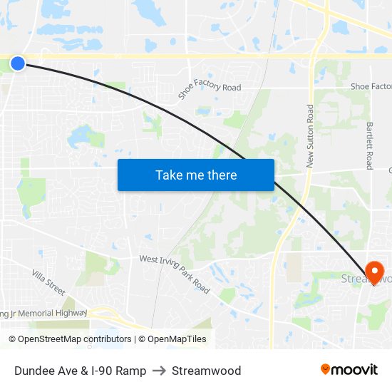 Dundee Ave & I-90 Ramp to Streamwood map